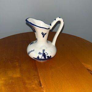 Vintage Delft Blue Hand Painted Holland Small Pitcher Ceramic